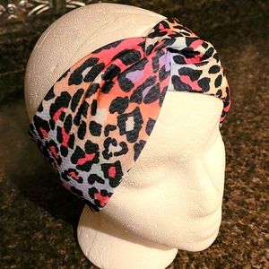 Multicolored cheetah headband twist